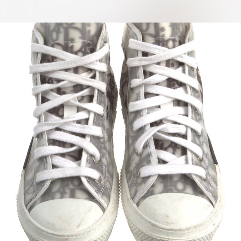 Dior Monogram High-Top Sneakers in Gray and White - Picture 3 of 6
